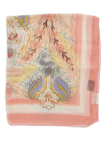 Esarfe ETRO Multicolor Rectangular Scarf With All-Over Floral Motif And Logo Patch On The Side In Silk Woman MULTICOLOR Femei (BM 18205029) 1