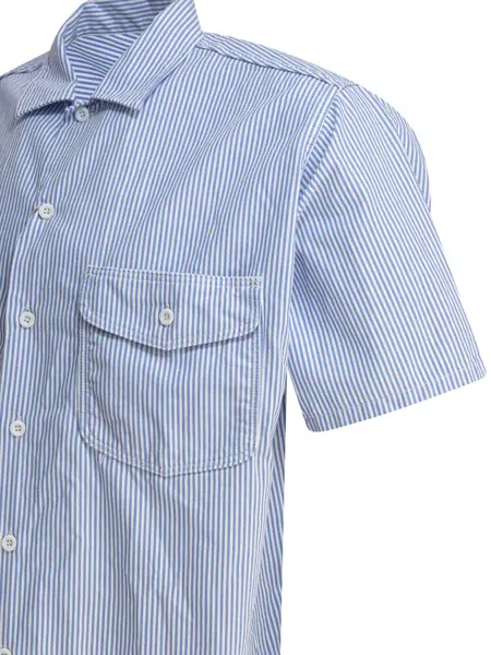 Camasi casual Beams Plus Work shirt Blue Barbati (BM 18205290) 4