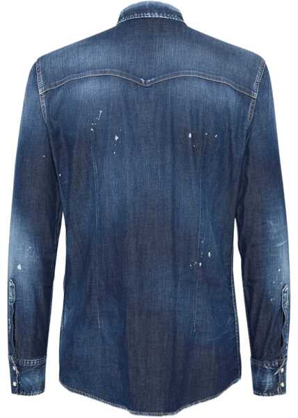 Camasi casual DSQUARED2 Fashion Western Shirt NAVY BLUE Barbati (BM 18205546) 2
