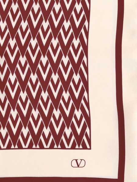 Esarfe Valentino Garavani Toute la V silk Scarf CREMA/ROSSO Femei (BM 18205558) 4