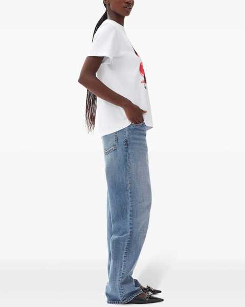 Tricouri Ganni Cherry T-Shirt WHITE Femei (BM 18205621) 3