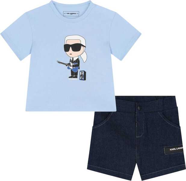 Tricouri Karl Lagerfeld T-Shirt Set With Bermuda Shorts BLUE Baieti (BM 18205738) 1
