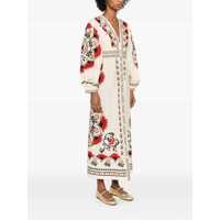 Rochii FARM RIO Dama - Rochii FARM RIO Mandala Multicolor Long Dress With V Neck And All-Over Floral Print In Cotton Woman MULTICOLOR Femei (BM 18207900) - B-mall.ro