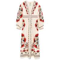 Rochii 'Mandala' Multicolor Long Dress With V Neck And All-Over Floral Print In Cotton Woman Femei