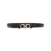 Curele Salvatore Ferragamo Black Leather Thin Gancini Belt Femei