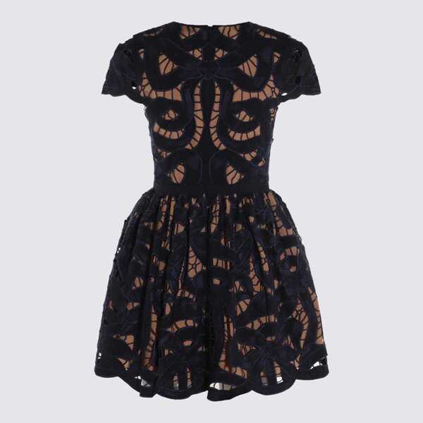 Rochii Self-Portrait Self-Portrait Black And Beige Cotton Dress BLUE Femei (BM 18210558) 4