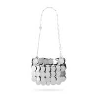 Genti de umar 'Sparkle Mini' Silver Colored Shoulder Bag With All-Over Circular Discs In Metal Woman Femei
