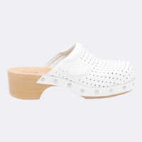 Pantofi cu toc Balenciaga White Leather Scholl Sandals Femei