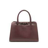 Genti de mana Fabiana Filippi Brown Leather Top Handle Bag Femei