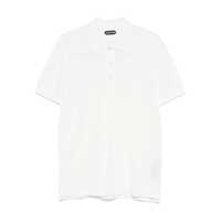 Tricouri Polo Tom Ford White Polo Shirt With Classic Collar In Cotton Blend Man