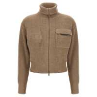 Cardigane Brunello Cucinelli 'Shiny Flap Detail' Cropped Cardigan Femei