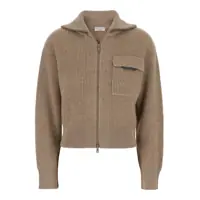 Topuri Beige Cardigan With Spread Collar And Monil Detail On The Front In Cashmere Woman Femei