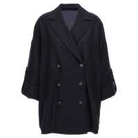 Geci Brunello Cucinelli 'Shiny Cuff Details' Caban Coat Femei