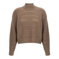 Pulovere Brunello Cucinelli 'Rustic Dazzling Net' Cropped Sweater Femei
