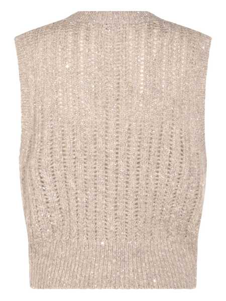 Topuri Brunello Cucinelli Brunello Cucinelli Wool Tank Top Beige Femei (BM 18218319) 2