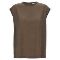 Topuri Brunello Cucinelli Monile Satin T-Shirt Femei
