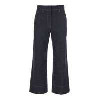 Blugi Blue Jeans With Wide Leg And Contrasting Stitching In Denim Woman Femei