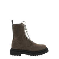 Bocanci Brown Ankle Boots With Monil Detail On The Rear And Side Zip Closure In Leather Woman Femei