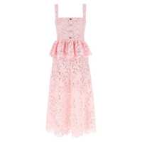 Rochii Self-Portrait 'Pink Lace Peplum Midi' Dress Femei