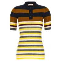 Tricouri Polo Marni Ribbed Wool Polo Shirt Femei