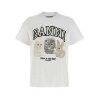 Tricouri Ganni 'White Animal Print' T-Shirt Femei