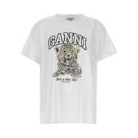 Topuri Ganni 'Leopard' T-Shirt Femei