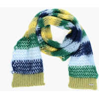 Esarfe Striped Mohair Blend Scarf With Silver Tone Logo Femei