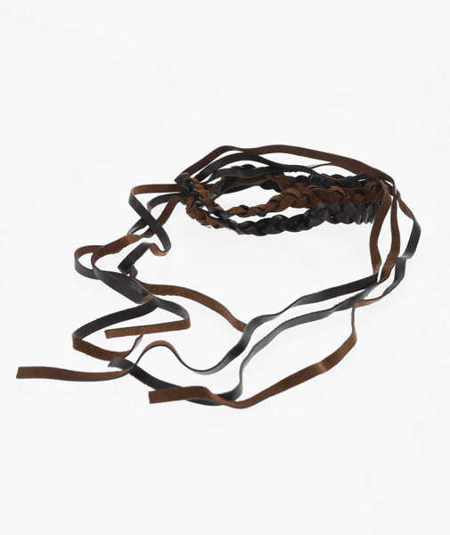 Coliere DSQUARED2 Braided Leather Rodeo Boy Necklace Brown Barbati (BM 18228394) 1