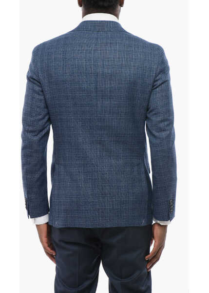 Sacouri CORNELIANI Cc Collection Half-Lined Refined Jacquard Wool Blazer Blue Barbati (BM 18228409) 2