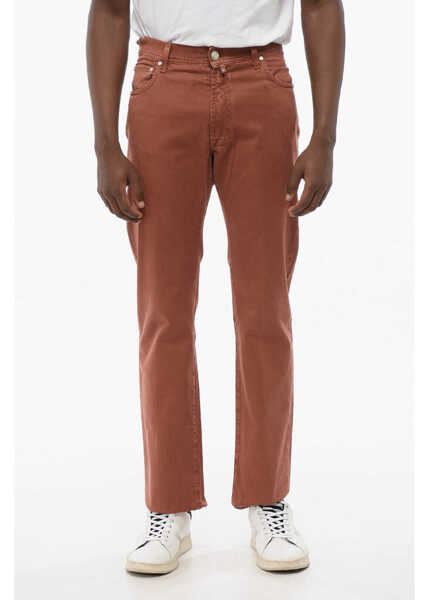 Blugi drepti CORNELIANI Id Luxury Straight Fit Denims With Embroidered Logo Orange Barbati (BM 18228490) 1