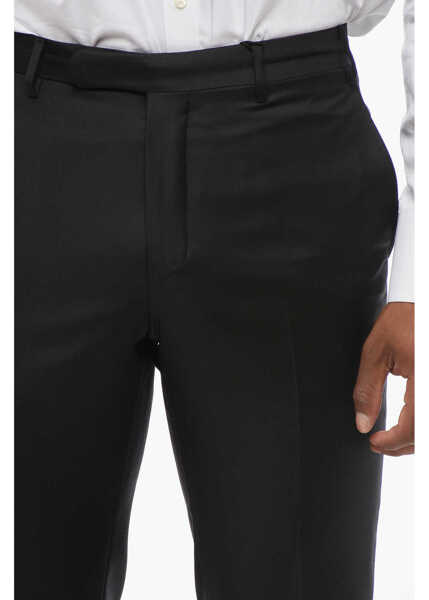 Pantaloni eleganti CORNELIANI Trend Virgin Wool Pants With Belt Loops Black Barbati (BM 18228511) 3