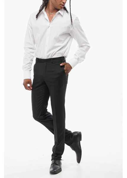 Pantaloni eleganti CORNELIANI Trend Virgin Wool Pants With Belt Loops Black Barbati (BM 18228511) 4