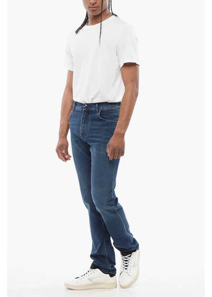 Blugi drepti CORNELIANI Delaved Denims With Embroidered Logo Blue Barbati (BM 18228535) 4