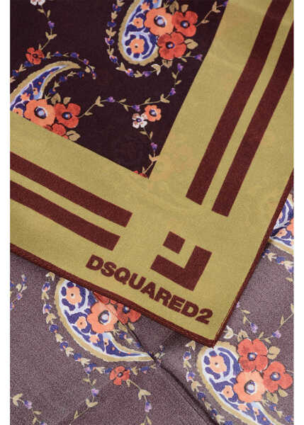 Esarfe DSQUARED2 Silk Foulard With Floral Paisley Motif Brown Femei (BM 18228832) 2