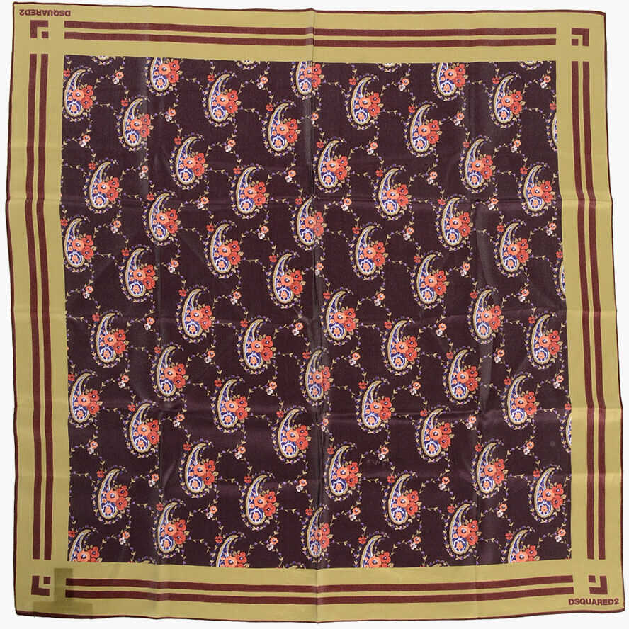 Esarfe DSQUARED2 Silk Foulard With Floral Paisley Motif Brown Femei (BM 18228832) 3