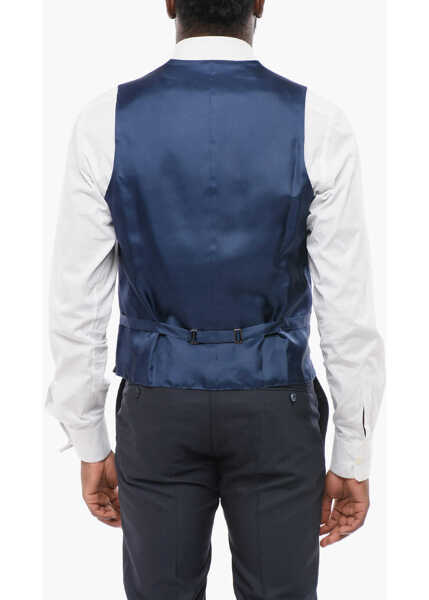 Veste costum CORNELIANI Code Blended Silk Double-Brested Vest With Slit Pocket Light Blue Barbati (BM 18228916) 2