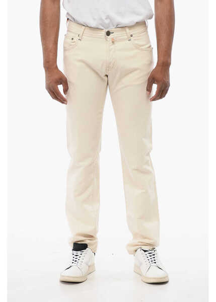 Pantaloni casual CORNELIANI Id Cotton And Linen 5 Pockets Selvedge Pants With Visible St Beige Barbati (BM 18228922) 1