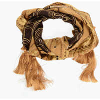 Esarfe Patterned Silk Foulard With Tassels Femei