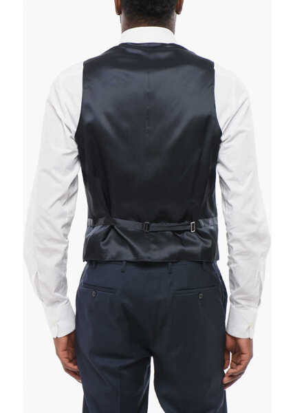 Veste costum CORNELIANI Cc Collection Single-Breasted Refined Virgin Wool Vest Blue Barbati (BM 18229102) 2