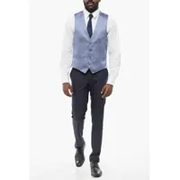 Veste pentru Barbati - Veste costum CORNELIANI 4 Buttons Silk Embroidered Vest With Jetted Pockets Light Blue Barbati (BM 18229285) - B-mall.ro