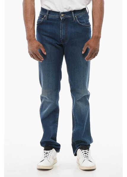 Blugi drepti CORNELIANI Id Luxury Straight Fit Denims With Embroidered Logo Blue Barbati (BM 18229345) 1