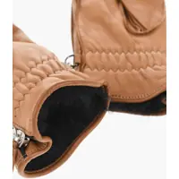 Manusi Dama - Manusi DSQUARED2 Leather Gloves With Half Zip And Real Fur Inner Brown Femei (BM 18229576) - B-mall.ro