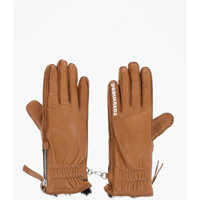 Manusi Leather Gloves With Half Zip And Real Fur Inner Femei