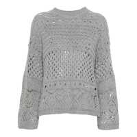 Pulovere Grey Crewneck Sequin Sweater In Viscose Blend Woman Femei