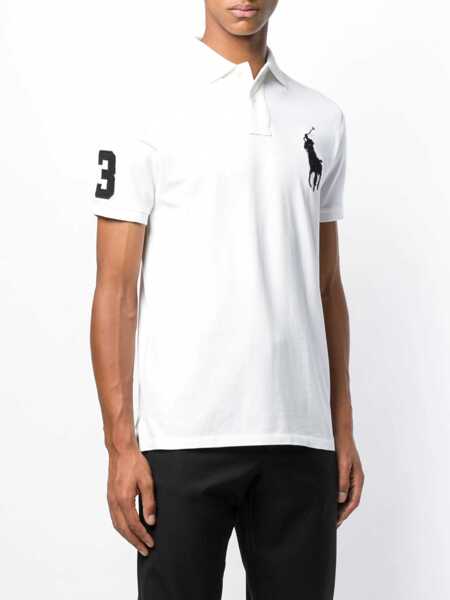 Tricouri Polo Ralph Lauren Custom Slim Fit White Polo Shirt With Pony Maxi Embroidery On The Front And Numeric Detail On The Sleeve In Cotton Man... (BM 18230928) 3