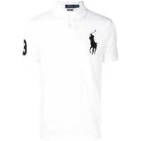 Tricouri Polo "Custom Slim Fit" White Polo Shirt With Pony Maxi Embroidery On The Front And Numeric Detail On The Sleeve In Cotton Man Barbati