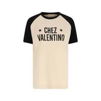 Tricouri Polo Valentino Garavani White And Black Cotton T-Shirt Barbati