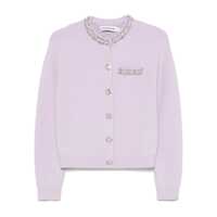 Cardigane Self-Portrait Women'S Purple Pearl Trim Ribbed Knit Cardigan Femei