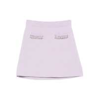 Fuste Self-Portrait Lilac Crystal Trim Knit Skirt Femei