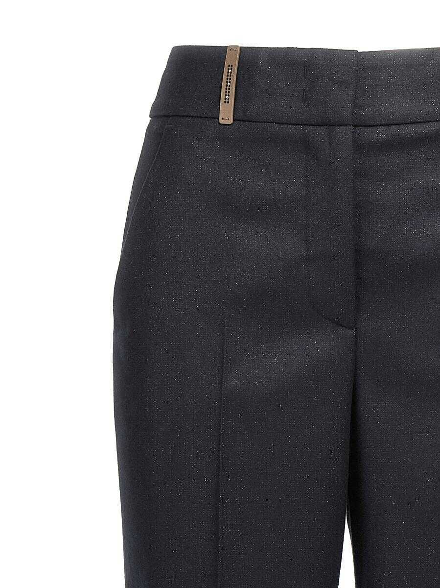 Pantaloni casual Peserico Peserico Lurex Flannel Pants BLUE Femei (BM 18231435) 3